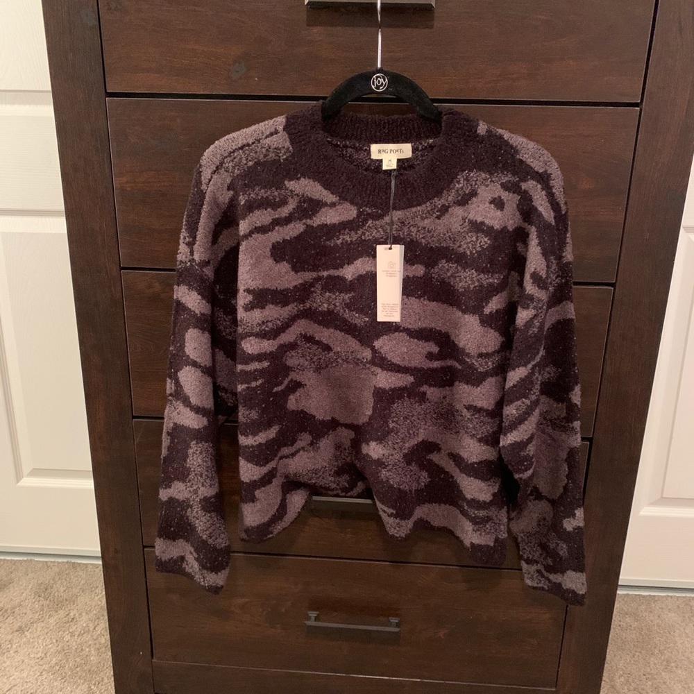NWT Rag Poets black and gray camo sweater
